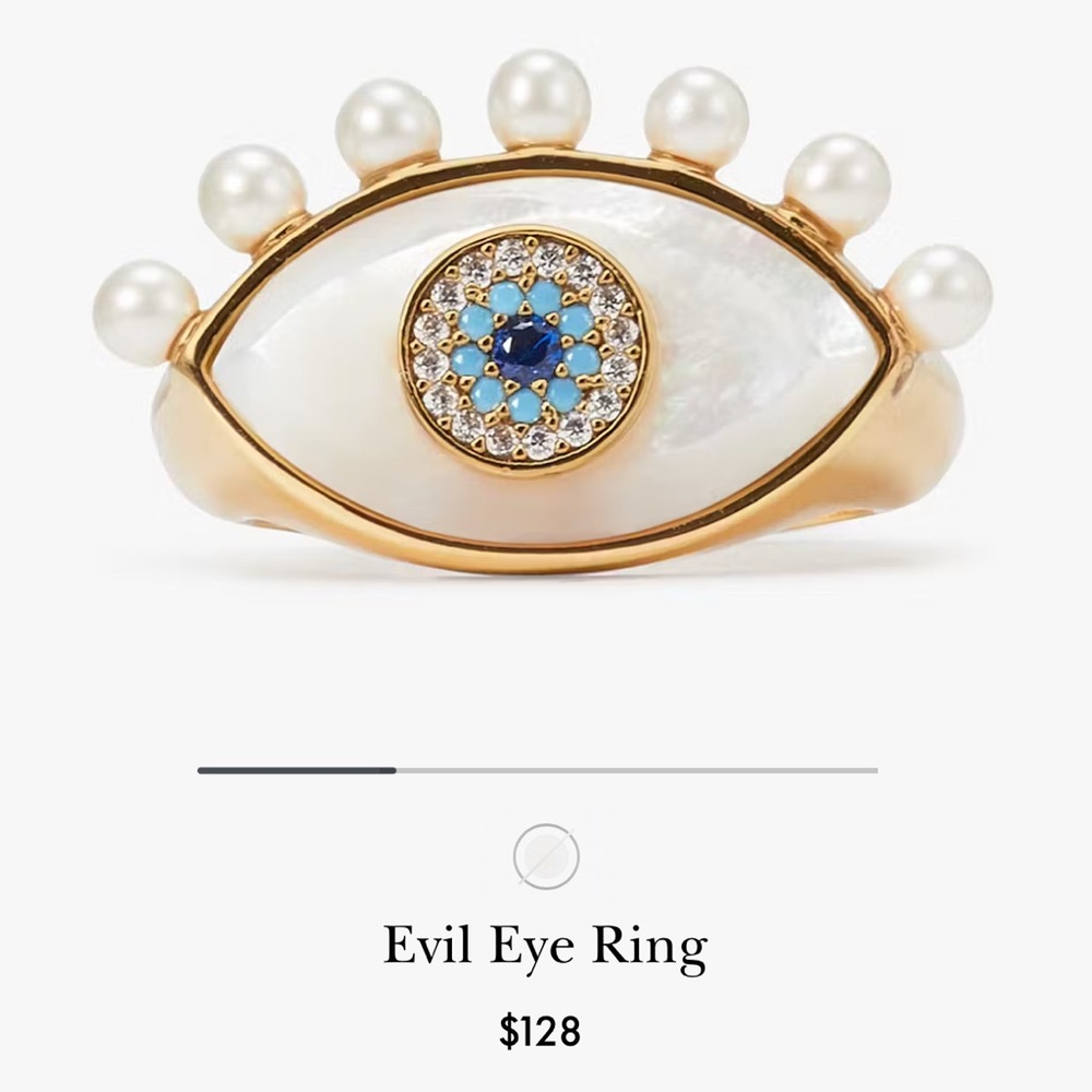 Kate Spade Gold Evil Eye Ring with Pearls